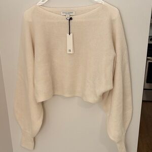 Banana Republic Women's Ivory Boat Neck Cropped Sweater